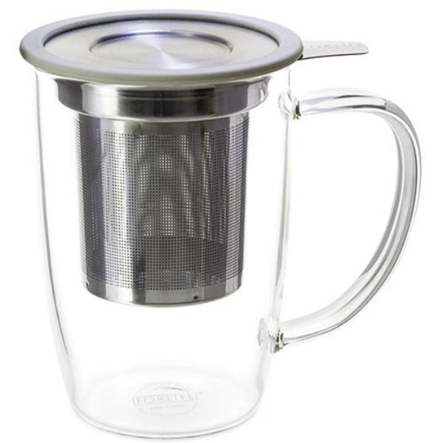 Tea & Teaware For Life Infuser Cups & Mugs | Forlife New Leaf Clear Tall Tea Mug Infuser & Lid